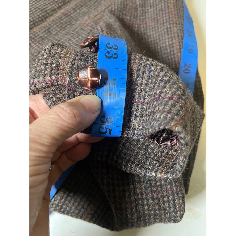 Vintage Wool Tweed Blazer‎ 46L Trophy Club Brown Plaid Academia Heritage Jacket